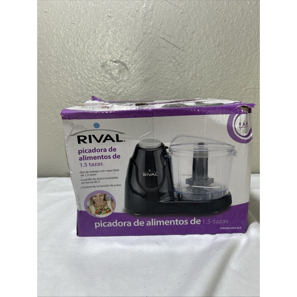 Rival 1.5 Cup Push-Function Food Chopper Black w/ Bowl Lid SS Blade FPRVMC3002